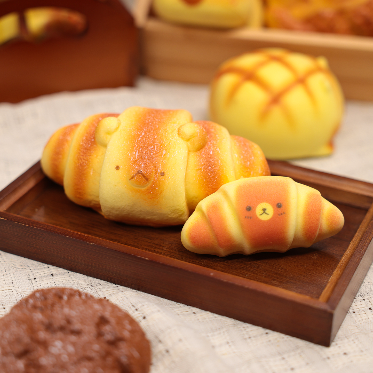 (2-Pack) Bear Croissant Simulation Bread - Big Bear & Small Bear, Stress Relief Squishy Toy, Suitable for Gift-Giving