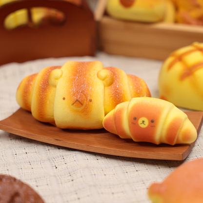 (2-Pack) Bear Croissant Simulation Bread - Big Bear & Small Bear, Stress Relief Squishy Toy, Suitable for Gift-Giving